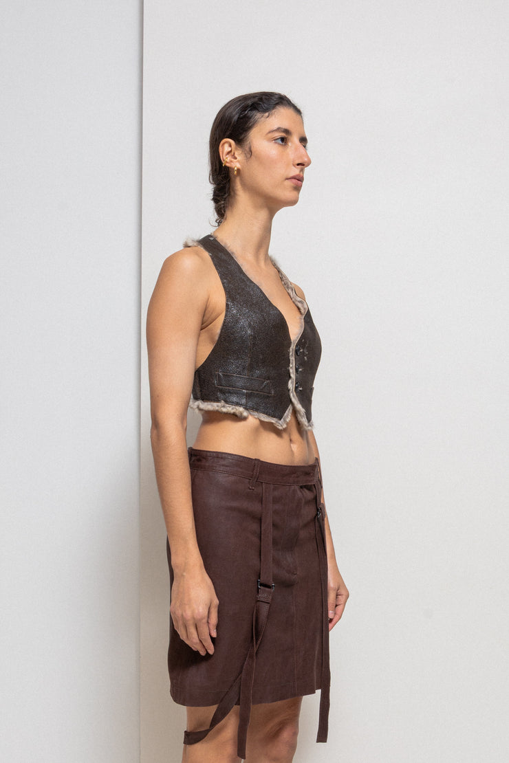 L.G.B - Rabbit fur and leather reversible vest