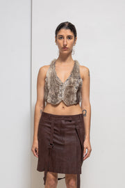 L.G.B - Rabbit fur and leather reversible vest