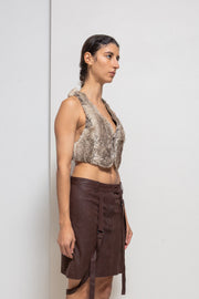 L.G.B - Rabbit fur and leather reversible vest