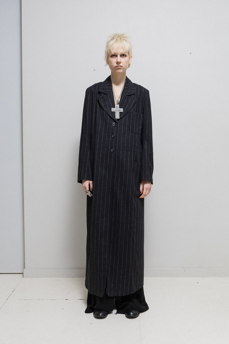 ann demeulemeester ストライプブルゾン Flupke Double-Breasted Leather Coat – Ann Demeulemeester