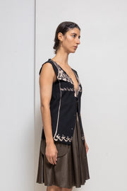 UNDERCOVER - FW03 "Paper Doll" Printed wool vest with snap buttons