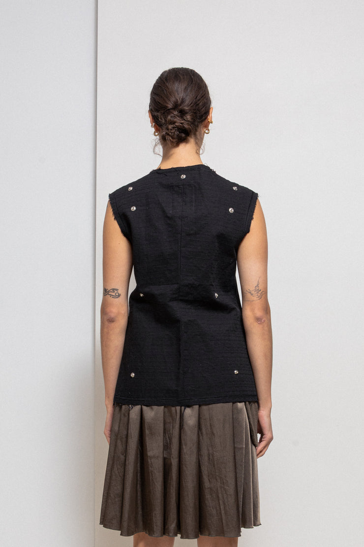UNDERCOVER - FW03 "Paper Doll" Printed wool vest with snap buttons