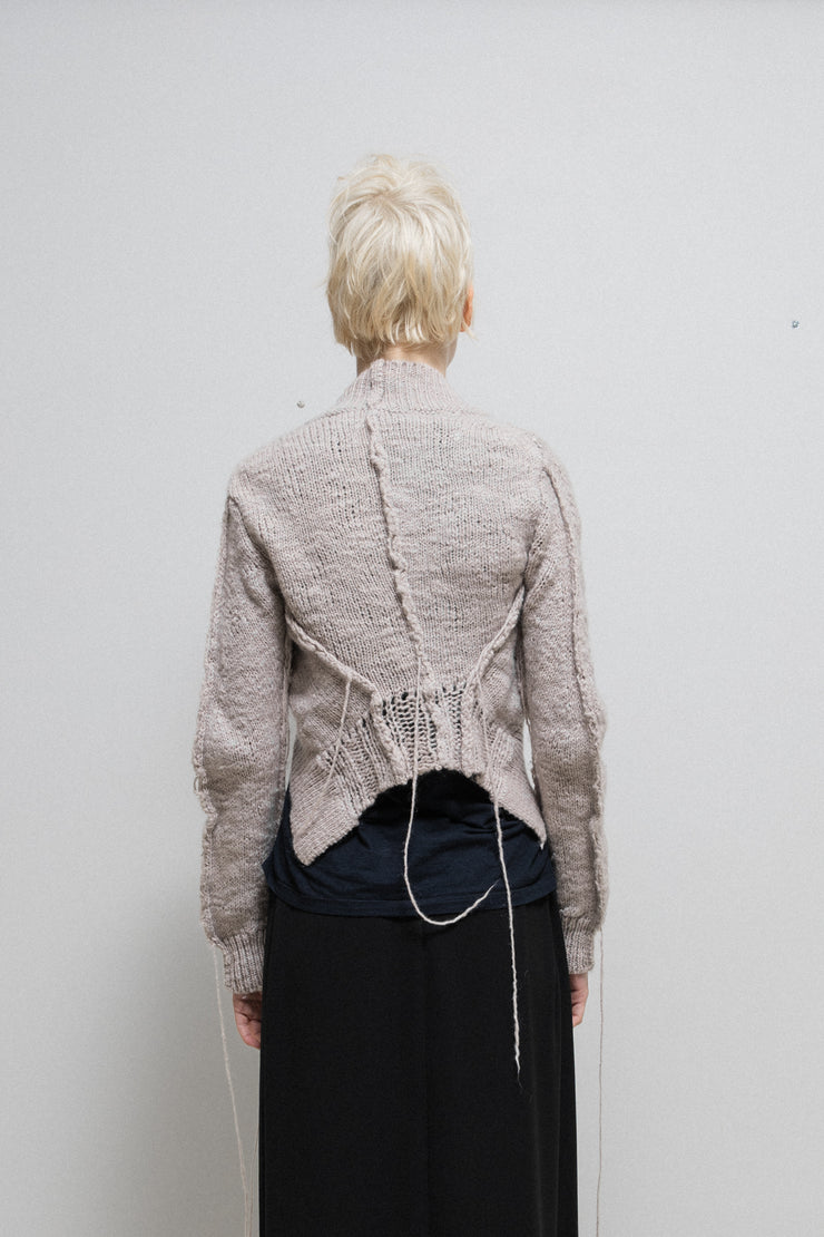 ANN DEMEULEMEESTER - SS06 Cashmere cropped cardigan with loose threads