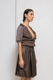 UNDERCOVER - SS07 "Purple" double layer cotton blouse with pleated collar (runway)