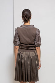 UNDERCOVER - SS07 "Purple" double layer cotton blouse with pleated collar (runway)