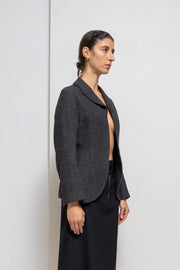 YOHJI YAMAMOTO - FW98 Wool + linen open jacket with lapel slits (runway)