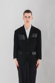 YOHJI YAMAMOTO POUR HOMME - Costume jacket with leather details (late 80's)