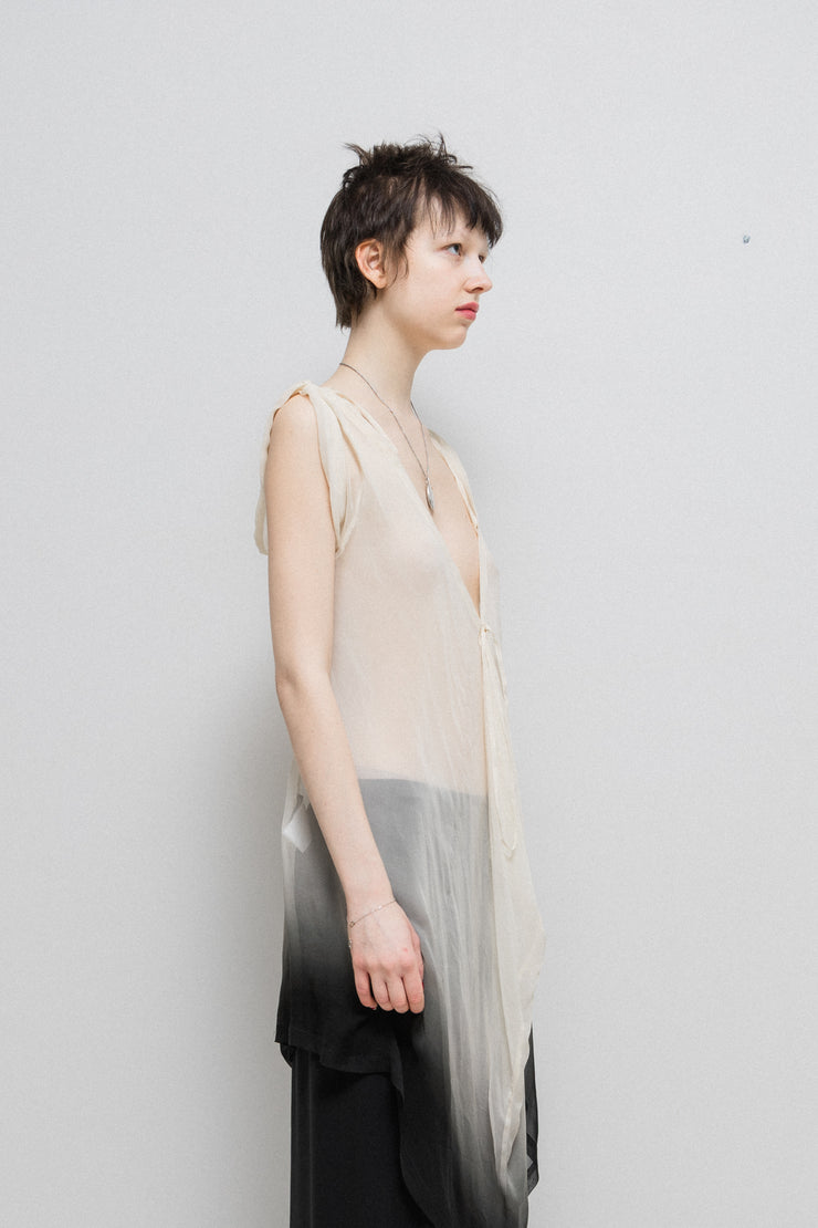 ANN DEMEULEMEESTER - SS07 Silk gradient dress top with straps (runway)