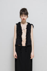 UNDERCOVER - SS06 "T." Fuzzy wool vest with fringes and straps