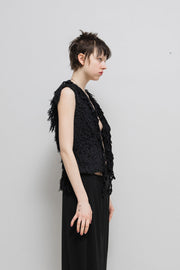 UNDERCOVER - SS06 "T." Fuzzy wool vest with fringes and straps