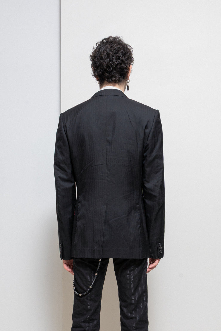COMME DES GARÇONS HOMME PLUS - SS06 « Rip&Tongue » Wool blend jacket with Rolling Stone’s logo lining