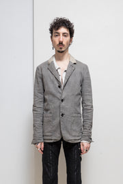 ISAMU KATAYAMA BACKLASH - Shell linen blazer with leather collar