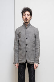ISAMU KATAYAMA BACKLASH - Shell linen blazer with leather collar