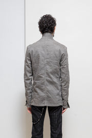 ISAMU KATAYAMA BACKLASH - Shell linen blazer with leather collar