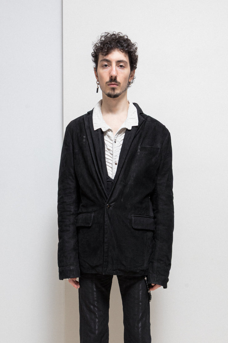 YASUYUKI ISHII - Leather blazer with padded lining