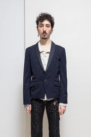 DIET BUTCHER SLIM SKIN - FW13 "Rapture" Navy wool blazer jacket with printed lining