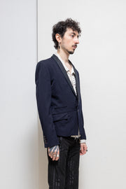 DIET BUTCHER SLIM SKIN - FW13 "Rapture" Navy wool blazer jacket with printed lining