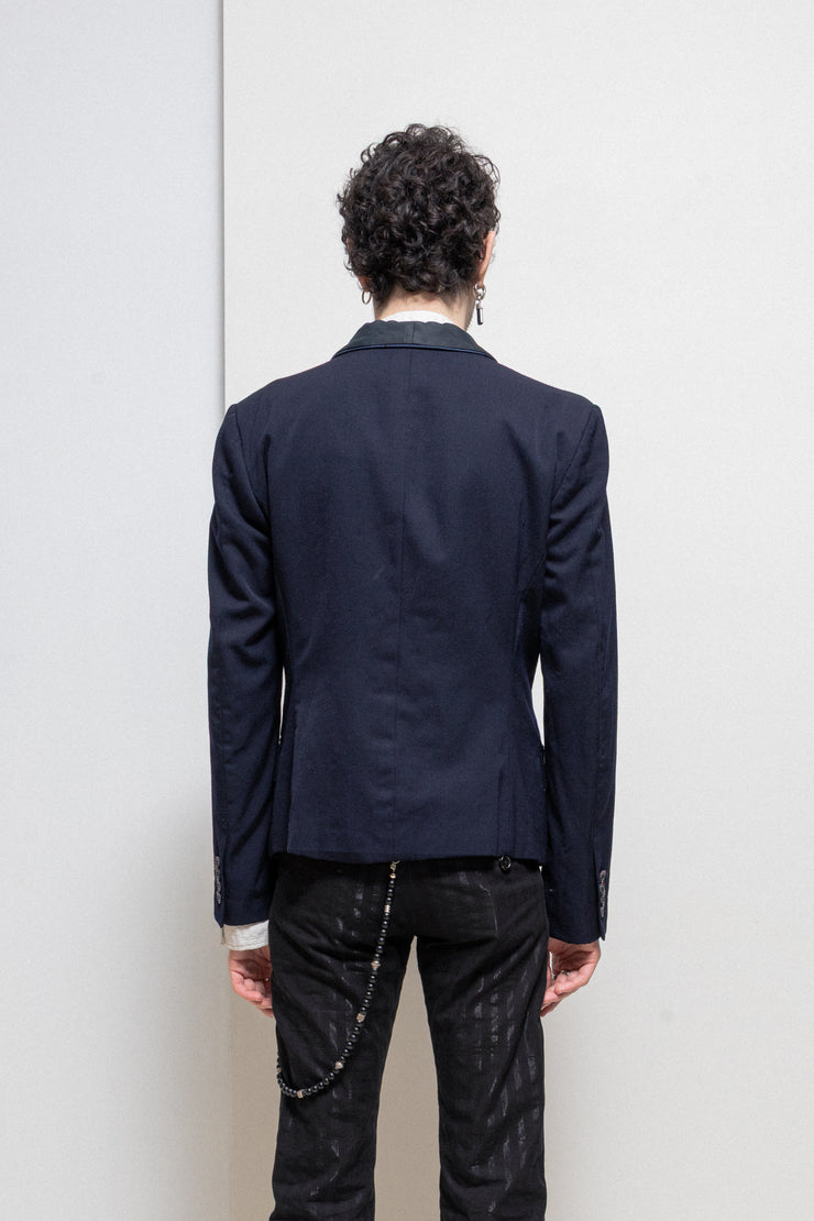 DIET BUTCHER SLIM SKIN - FW13 "Rapture" Navy wool blazer jacket with printed lining