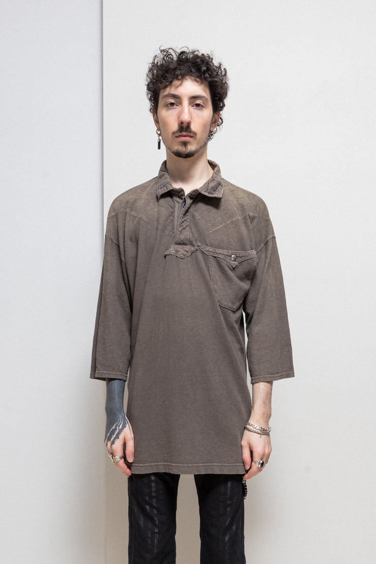 KAPITAL - Oversized cotton polo shirt with concho detail