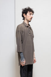 KAPITAL - Oversized cotton polo shirt with concho detail