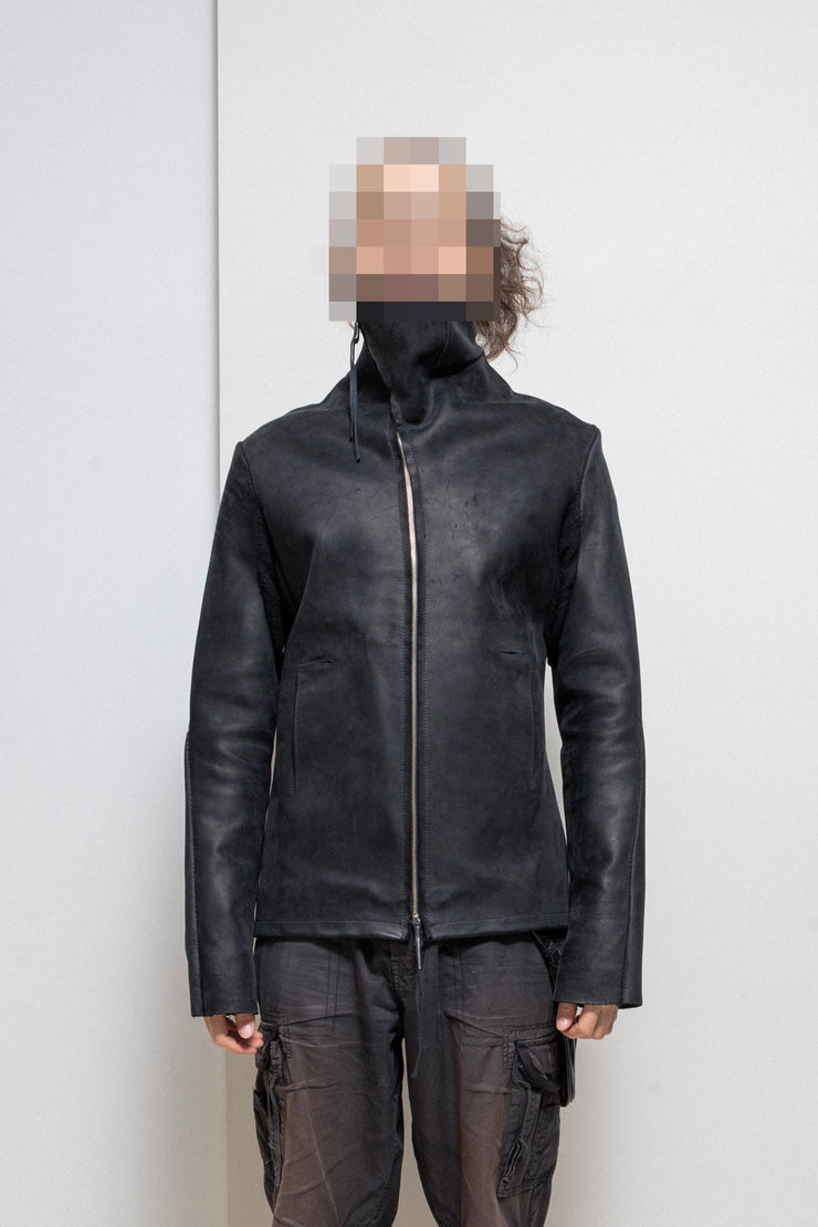 OBSCUR - FW12 High neck suede calf leather jacket