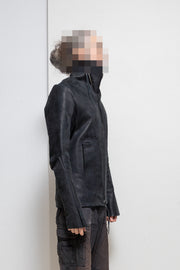 OBSCUR - FW12 High neck suede calf leather jacket