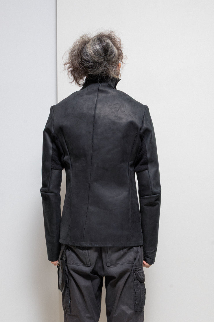 OBSCUR - FW12 High neck suede calf leather jacket