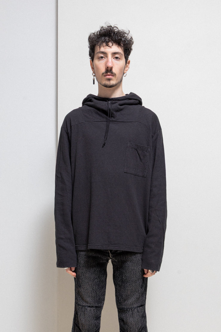 KAPITAL - Boxy cotton hoodie with chest pocket