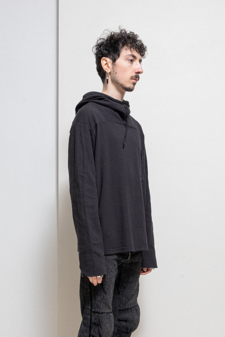 KAPITAL - Boxy cotton hoodie with chest pocket