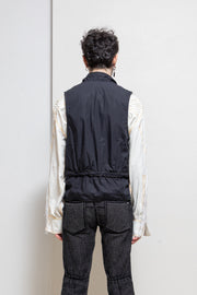CHRISTIAN PEAU - Cotton fisherman vest with leather trim