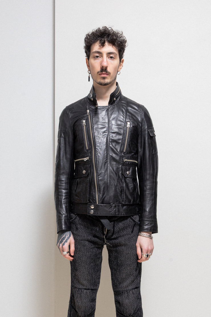 UNDERCOVER - SS07 « Purple » Lightweight cow leather jacket with zippers and pocket details