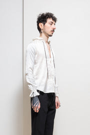 NUMBER (N)INE - FW07 « Love God Murder » Cotton blend pleated shirt with strap details (runway)