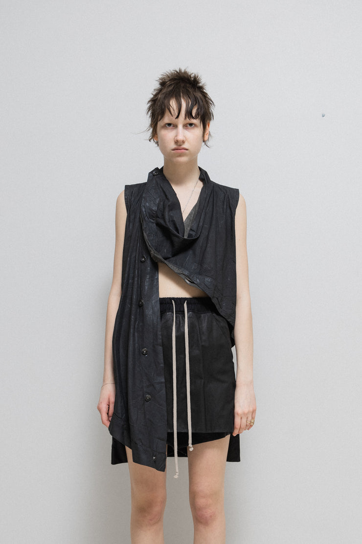 RICK OWENS DRKSHDW - 2011 Waxed button up vest with falling panel