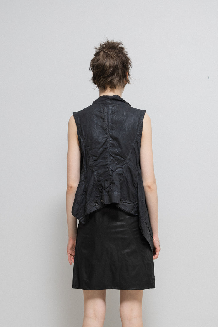 RICK OWENS DRKSHDW - 2011 Waxed button up vest with falling panel