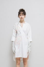 MIHARA YASUHIRO - Wide cotton dress with stitched flower patches