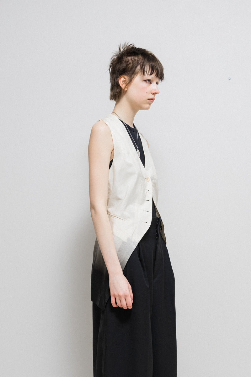 ANN DEMEULEMEESTER - SS07 Gradient silk vest with back straps – L