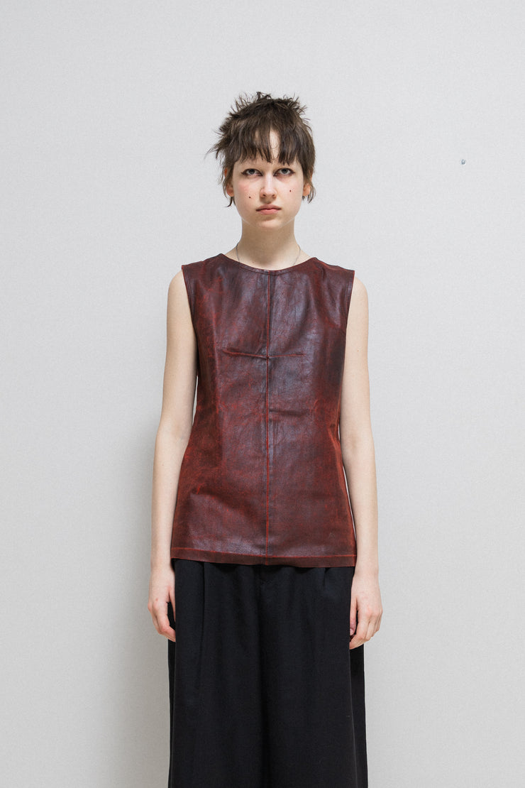 ANN DEMEULEMEESTER - FW01 Red painted leather top