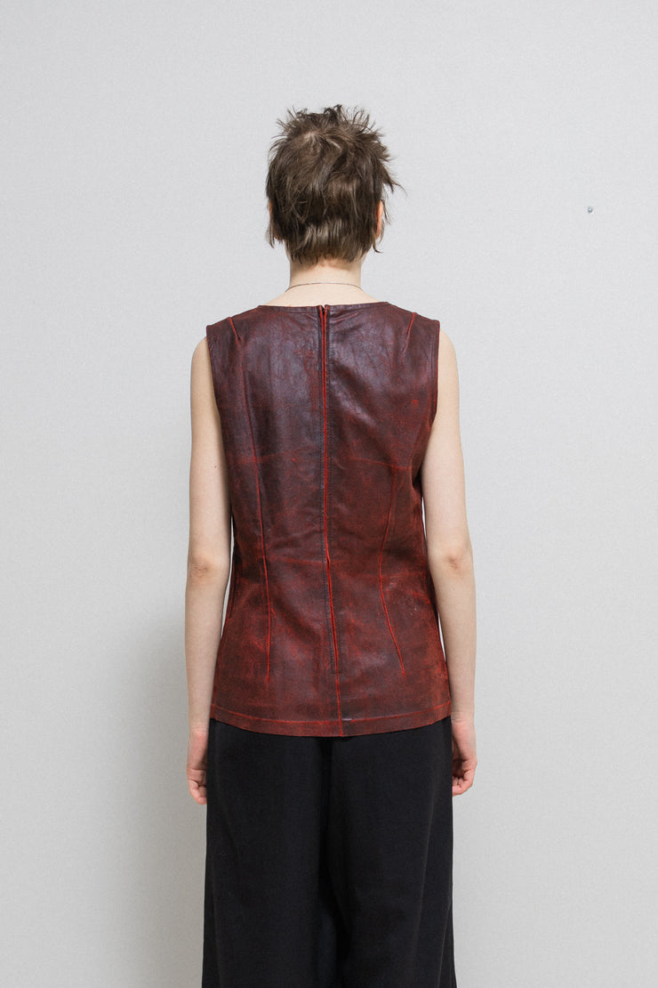 ANN DEMEULEMEESTER - FW01 Red painted leather top