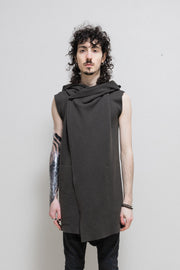 RICK OWENS - FW14 "MOODY" Wool blend sleeveless hooded sweater