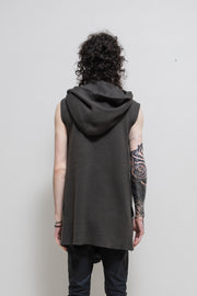 RICK OWENS - FW14 "MOODY" Wool blend sleeveless hooded sweater