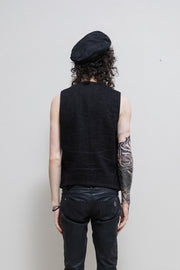 ISAMU KATAYAMA BACKLASH - Linen blend vest with leather details