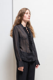 ALEXANDER MCQUEEN - SS06 « Neptune » See through blouse with frilled button placket (runway)