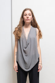 MARC LE BIHAN - 100% silk pearl grey top