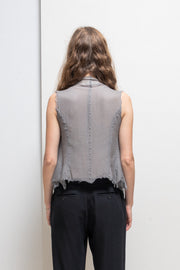 MARC LE BIHAN - 100% silk pearl grey top