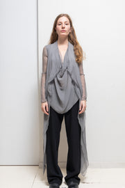 MARC LE BIHAN - 100% silk pearl grey cardigan