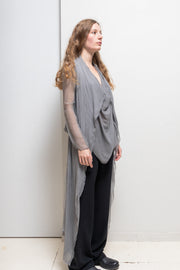 MARC LE BIHAN - 100% silk pearl grey cardigan