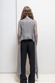 MARC LE BIHAN - 100% silk pearl grey cardigan