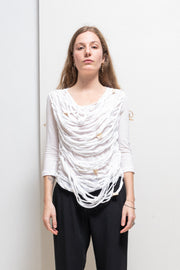 UNDERCOVER - SS06 « T. » White slashed top with front straps (runway)