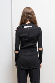 ALICE AUAA - Stretch crumpled top with elbow slits and front detail