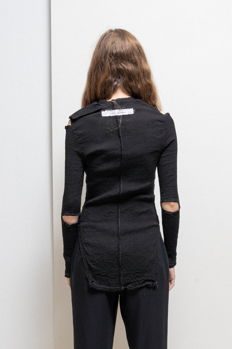 ALICE AUAA - Stretch crumpled top with elbow slits and front detail